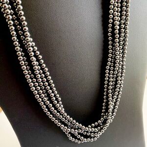 HANDCRAFTED HEAVY HEMATITE 5-STRAND NECKLACE